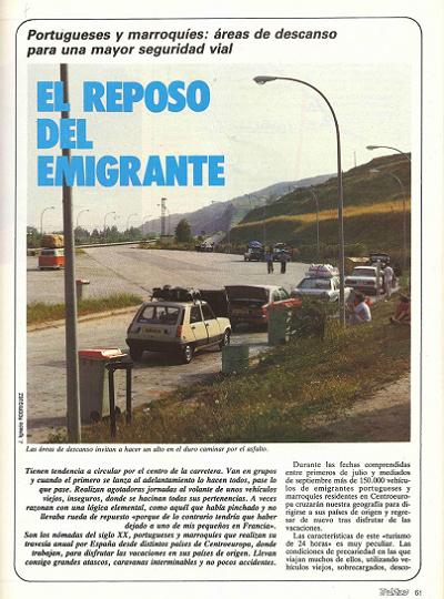 Revista Trfico, n 13 (julio/agosto de 1986). El reposo del emigrante