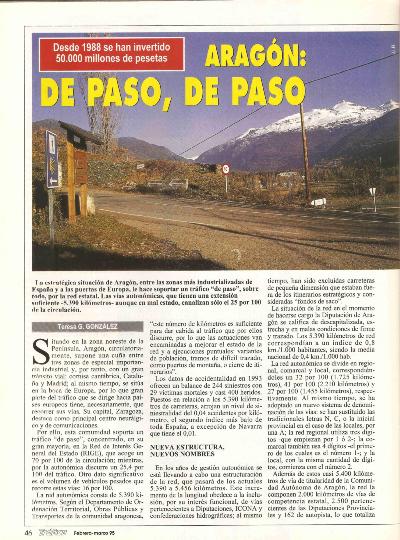 Revista Trfico, n 104 (febrero/marzo de 1995). Carreteras autonmicas. Aragn: de paso, de paso