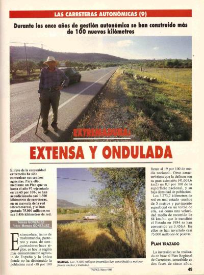 Revista Trfico, n 113 (marzo de 1996). Extremadura: extensa y ondulada
