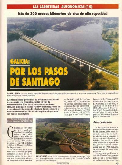 Revista Trfico, n 114 (abril de 1996). Carreteras autonmicas. Galicia: por los pasos de Santiago