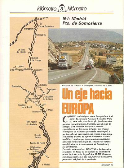 Revista Trfico, n 2 (agosto de 1985). Kilmetro y kilmetro: Madrid-Pto. de Somosierra (N-I). Un eje hacia Europa