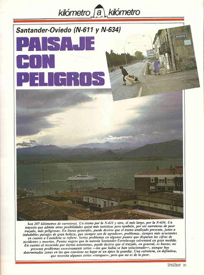 Revista Trfico, n 6 (diciembre de 1985). Kilmetro y kilmetro: Santander-Oviedo (N-611 y N-634). Paisaje con peligros