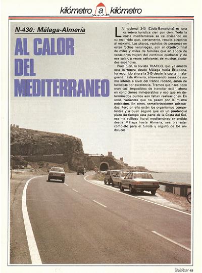 Revista Trfico, n 13 (julio/agosto de 1986). Kilmetro a kilmetro: Mlaga-Almera (N-340). Al calor del Mediterrneo