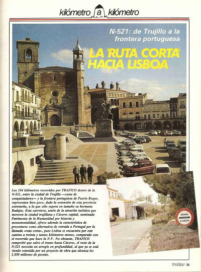 Revista Trfico, n 21 (abril de 1987). Kilmetro y kilmetro: Trujillo-Frontera Portuguesa (N-521). La 