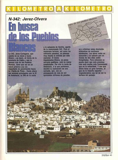 Revista Trfico, n 40 (enero de 1989). Kilmetro y kilmetro: Jerez-Olvera (N-342). En busca de los Pueblos Blancos