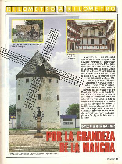 Revista Trfico, n 47 (septiembre de 1989). Kilmetro y kilmetro: Ciudad Real-Alcaraz (C-415). Por la grandeza de La Mancha