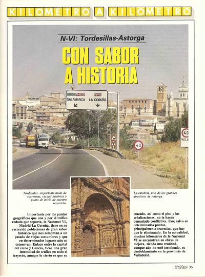 Revista Trfico, n 60 (noviembre de 1990). Kilmetro y kilmetro: Tordesillas-Astorga (N-VI). Con sabor a historia