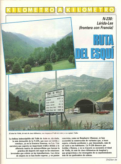 Revista Trfico, n 70 (octubre de 1991). Kilmetro y kilmetro: Lrida-Les (Frontera Francesa) (N-230). Rutas del esqu