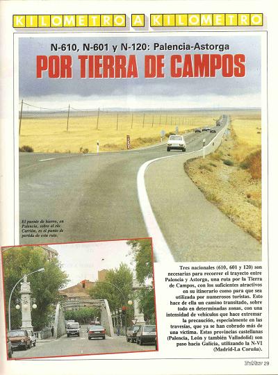 Revista Trfico, n 74 (febrero de 1992). Kilmetro y kilmetro: Palencia-Astorga (N-610, N-601 y N-120). Por Tierra de Campos