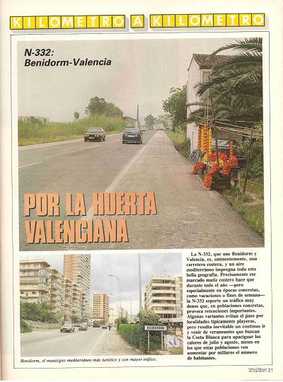 Revista Trfico, n 79 (julio-agosto de 1992). Kilmetro y kilmetro: Benidorm-Valencia (N-332). Por la huerta valenciana